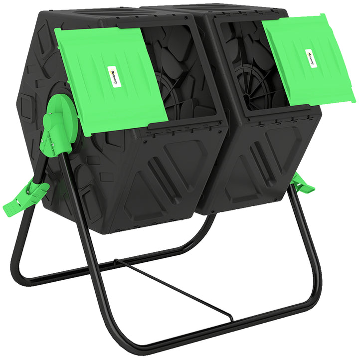130-liters kompostbeholder, 67 x 60 x 77 cm, hurtig kompostbeholder af plastik med ventilationssystem til have, køkken