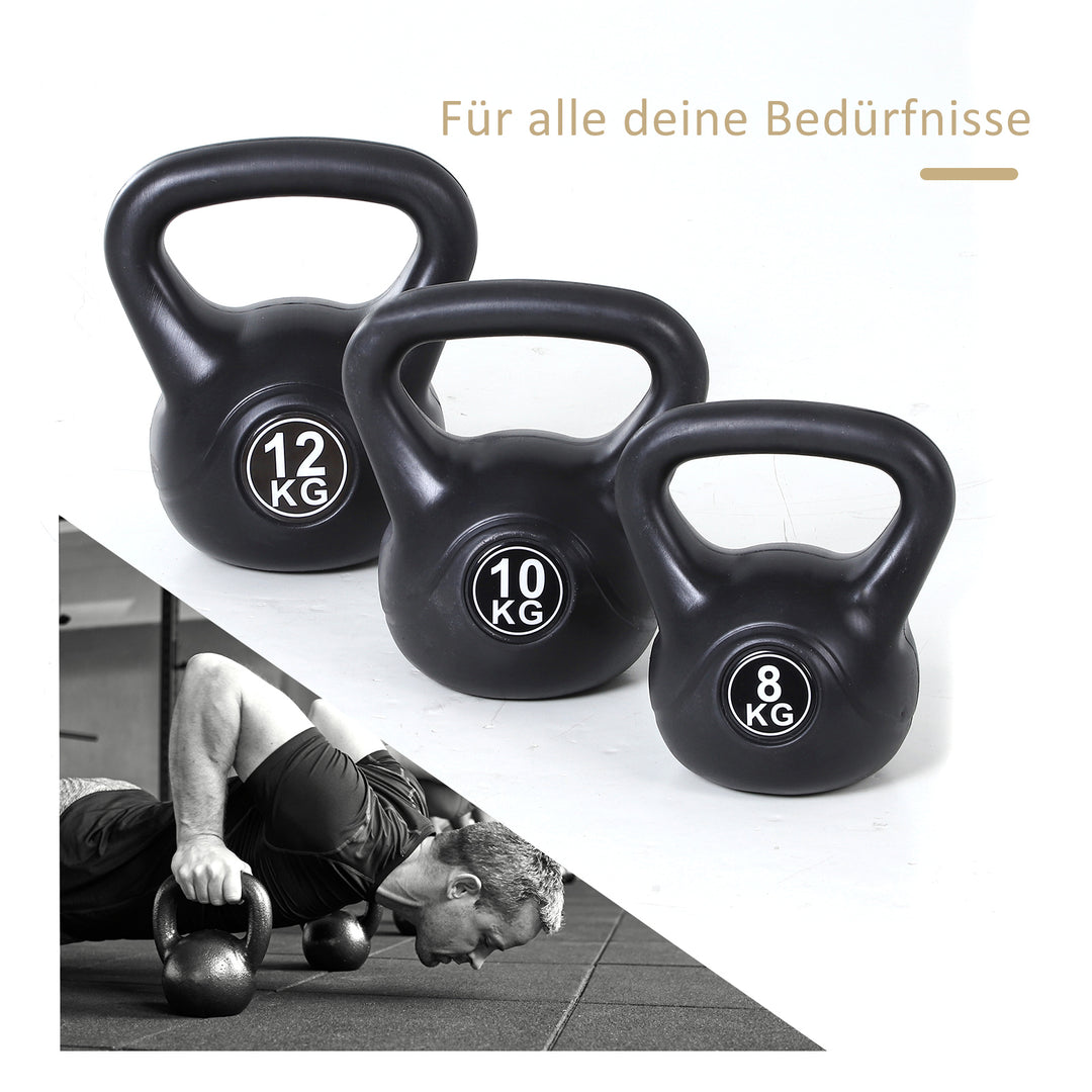 Kettlebell 10 kg vægthåndvægt fyldt med sand til begyndere sort