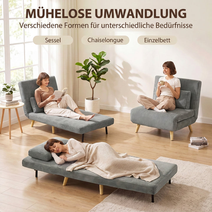 Sovestol 3 i 1 sovesofa med sengefunktion, 90x190 cm mørkegrå