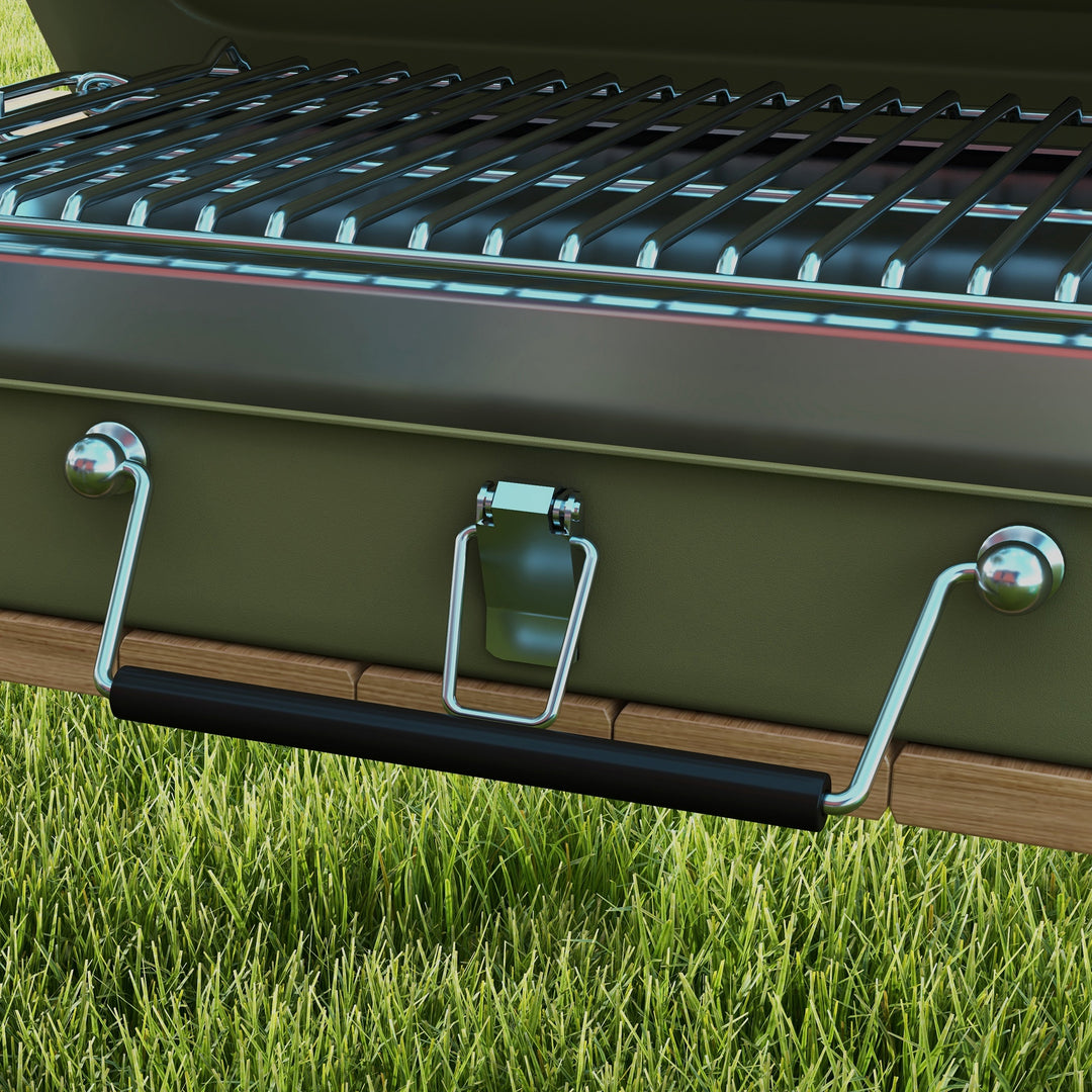 Bærbar kulgrill, mini-kulgrill, foldbar, med kulbakke og askeopsamler, metalhus, grøn
