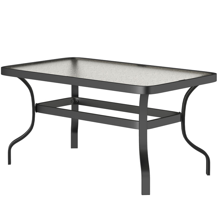 Sidebord sofabord i hærdet glas med bølgedesign, afrundet hjørne balkonbord 95x55 cm sort