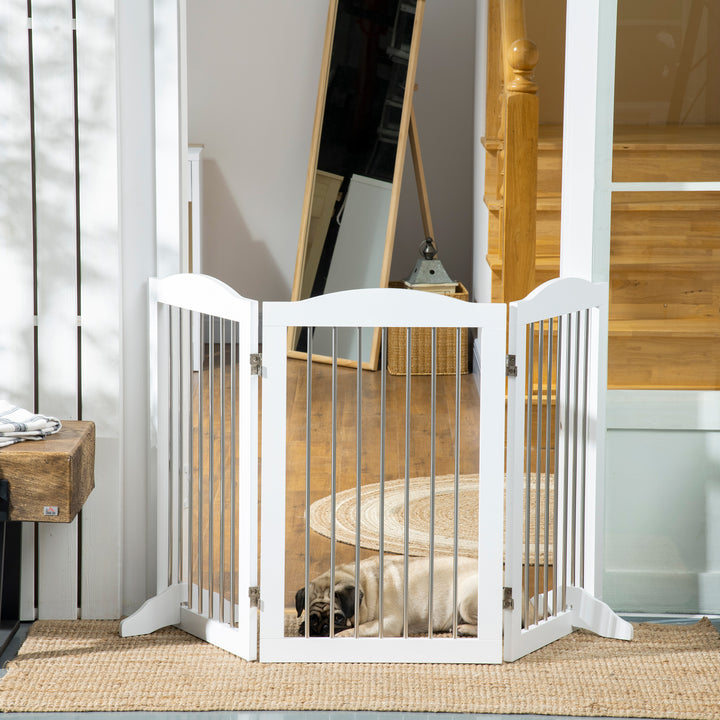 Foldbart hundegitter, justerbar form, til hunde op til 20 kg, 154 x 80 x 30 cm, hvid