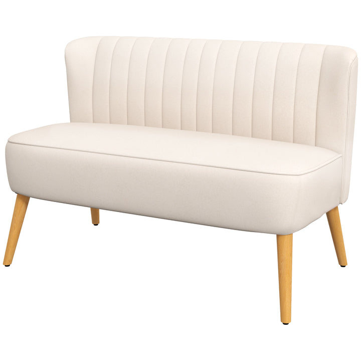 Sofa retro design 2-personers sofa, træben, 117 cm x 56,5 cm x 77 cm, cremehvid
