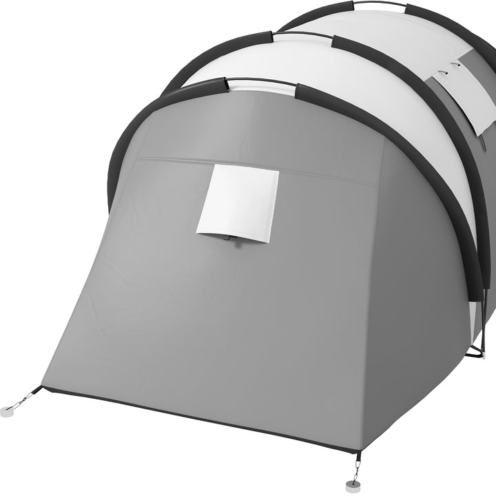 Campingtelt til 4-5 personer, let vandafvisende, familietelt med 3 værelser, sidedør, vindue, grå