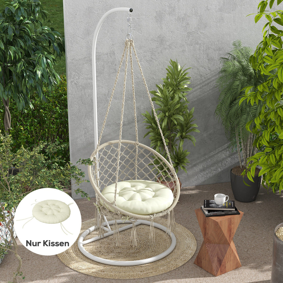 Siddehynde, sædepude, med knaplukning, 80 cm x 80 cm x 10 cm, cremehvid