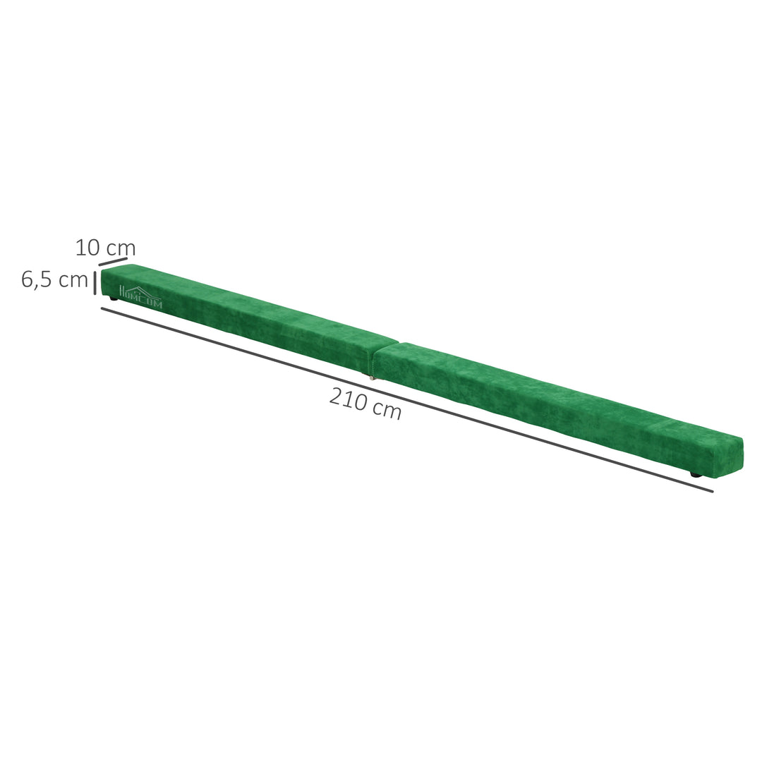 Sammenklappelig balancebom, skridsikker, ruskindsbetræk, robust træ, 210 x 10 x 6,5 cm, blå