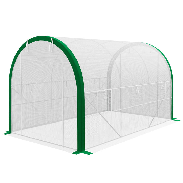 Tunneldrivhus, drivhus, lynlåsdøre, netvinduer, metalramme, 3,5 x 2 x 2m, hvid
