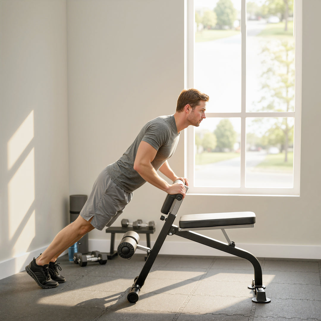 Træningsbænk, vægtbænk, fitnessbænk, stålramme, sort