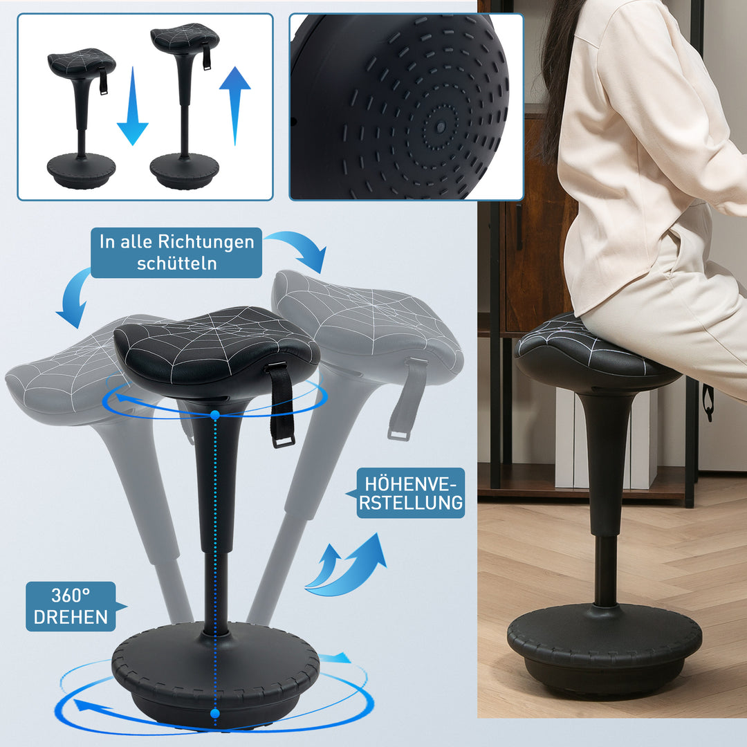Kontorstol med drejefunktion, ergonomisk stol, højdejusterbar 65,5-83,5 cm, 120° vipbar, sort