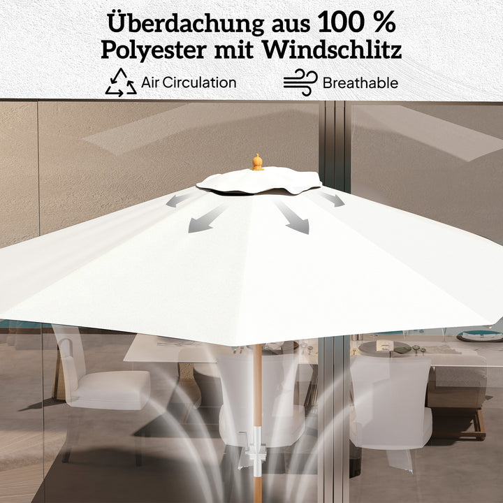 Træparasol, haveparasol, balkonparasol, 2,5 m, cremefarvet