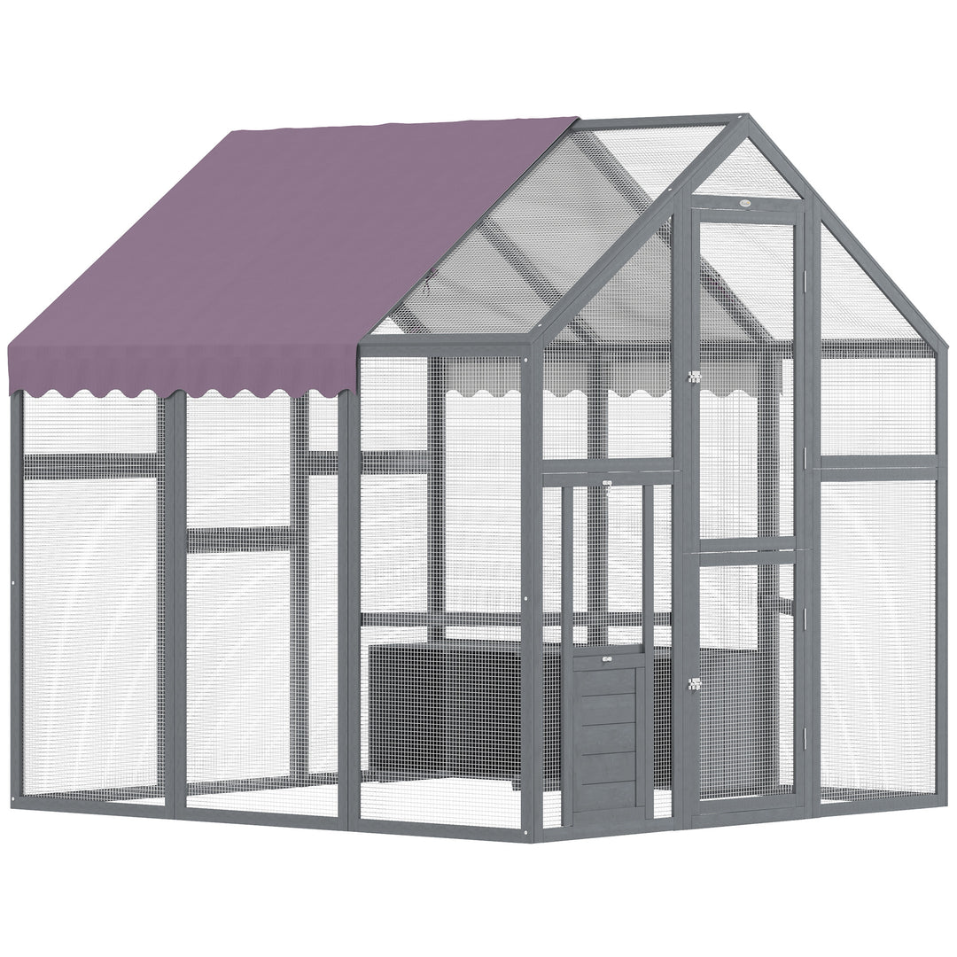 Hønsegård, hønsehus med vandtæt tag, 2 redekasser, 2 siddepinde, til 6-8 kyllinger, ca. 1,7 x 1,8 x 1,8 m