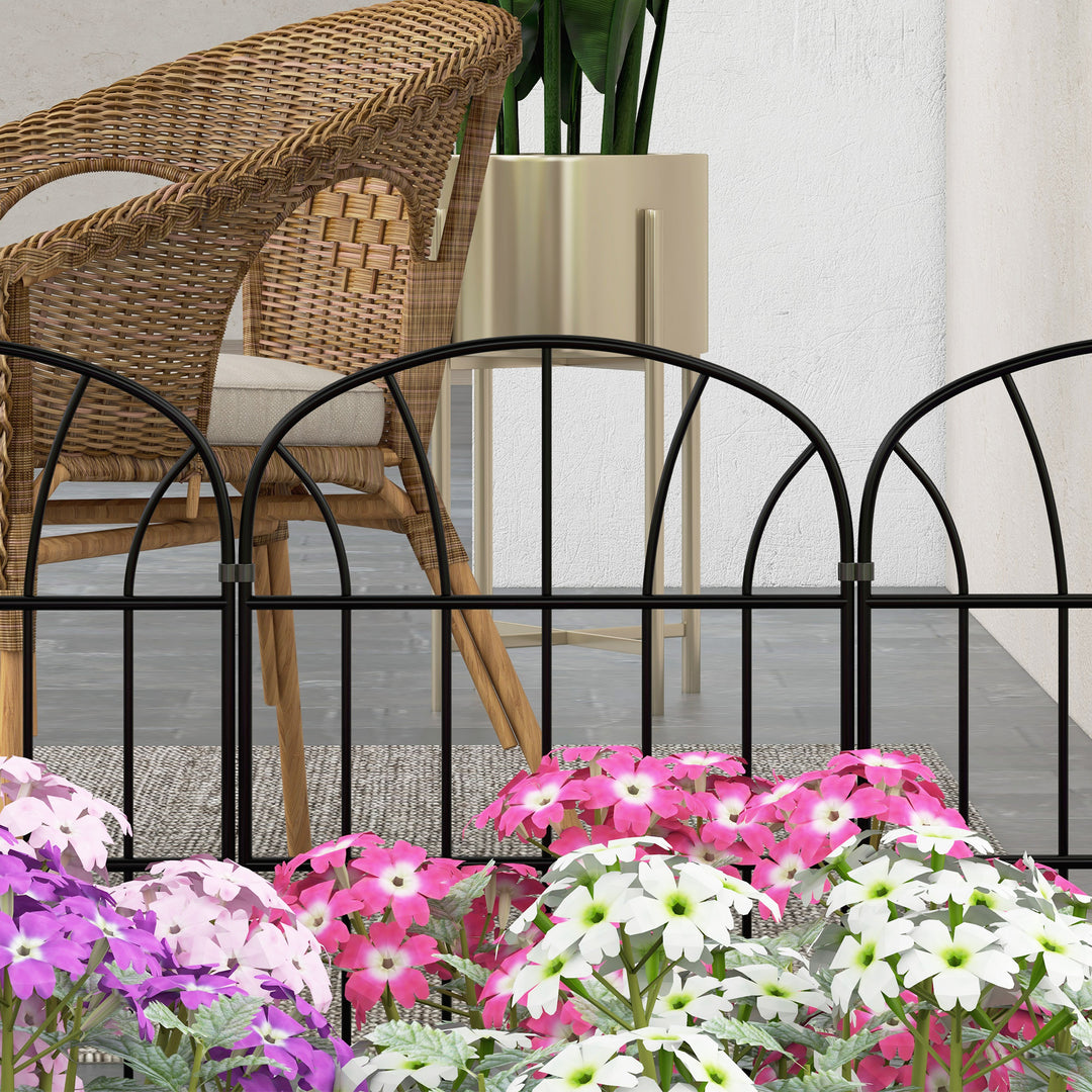 Havehegn, 8 elementer, formbart metalhegn, rumdeler, 264x61 cm, sort