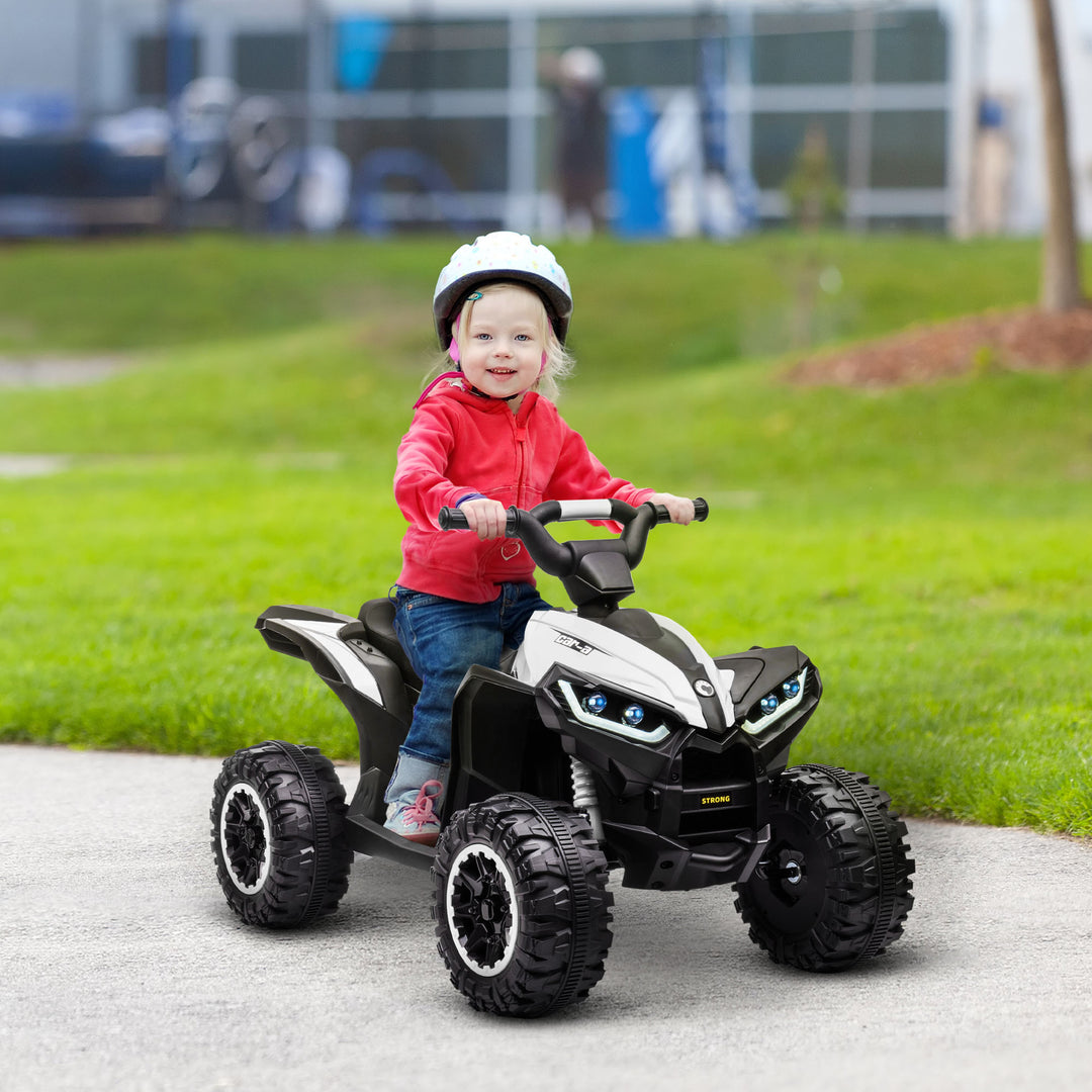 Børne ATV elektrisk kørebil, 6 km/t, lyd- og lyseffekter, 83 cm x 53 cm x 55,5 cm, sort + hvid