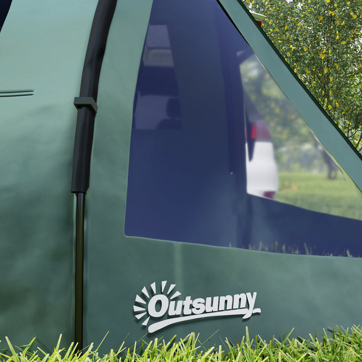 Campingtelt til 3-4 personer, to indvendige rum, netvinduer, grøn, 4,75 x 2,64 x 1,72 m