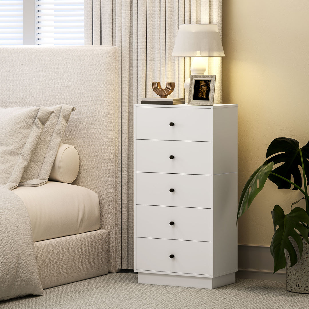 Kommode med 5 skuffer i træ i moderne stil 47 x 29 x 95 cm hvid