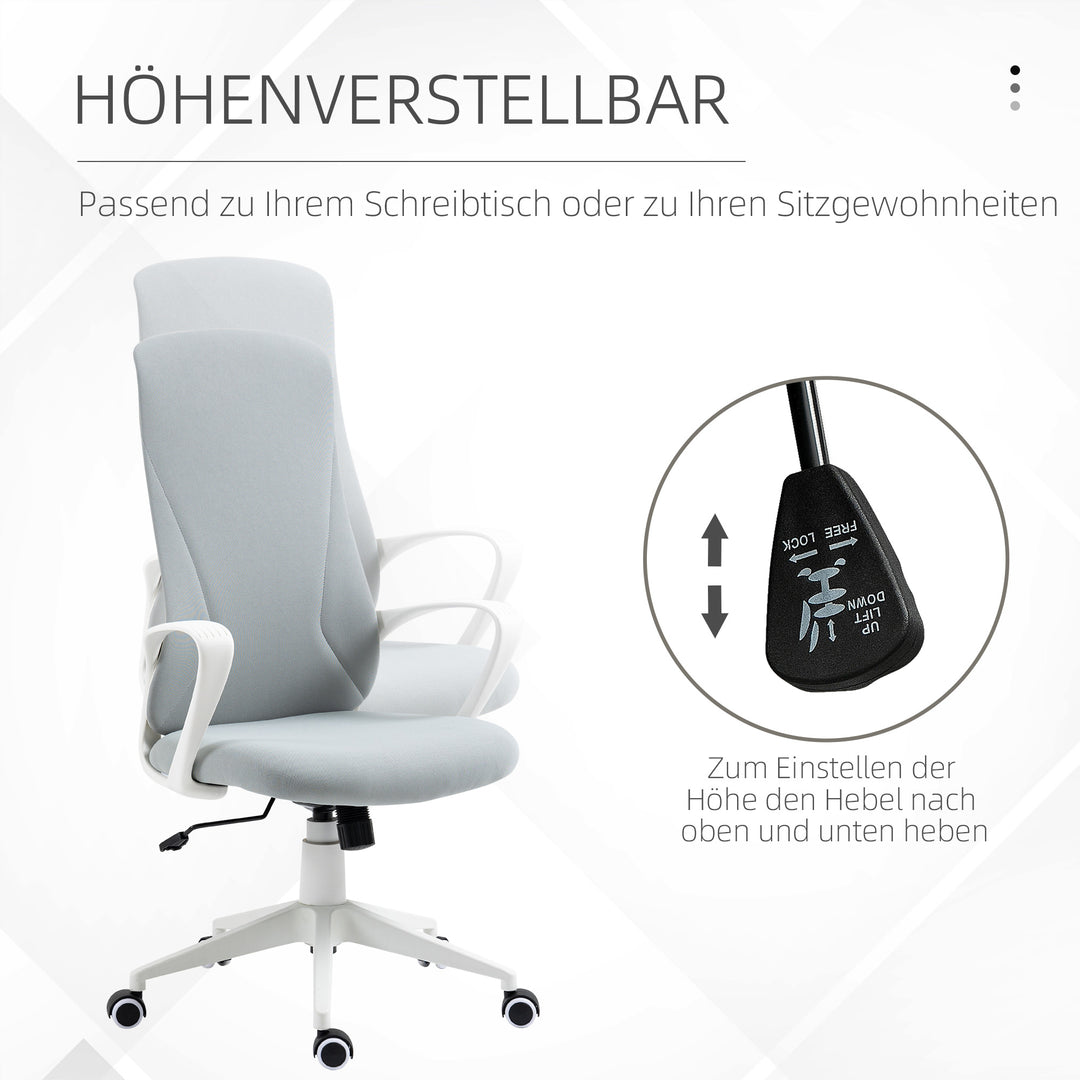 Kontorstol med vippefunktion, højdejusterbar, op til 120 kg, ergonomisk, drejelig, 62 x 56 x 110-119,5 cm, lysegrå