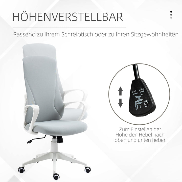 Kontorstol med vippefunktion, højdejusterbar, op til 120 kg, ergonomisk, drejelig, 62 x 56 x 110-119,5 cm, lysegrå