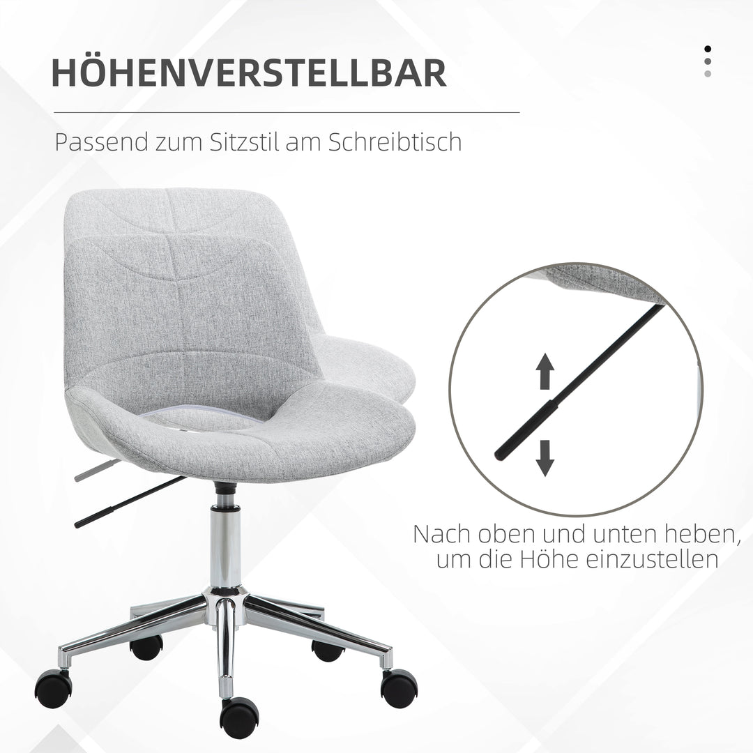 Kontorstol, højdejusterbar, 360° drejelig, op til 110 kg, metalstel, lysegrå, 49 x 56,5 x 73-82,5 cm