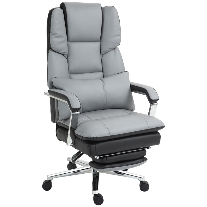 Kontorstol, ergonomisk, justerbar, 63x71x123-129cm, lysegrå/sort