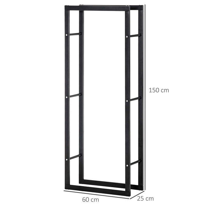 Brændeopbevaringsstativ til indendørs og udendørs brug, metal, 60 x 25 x 150 cm