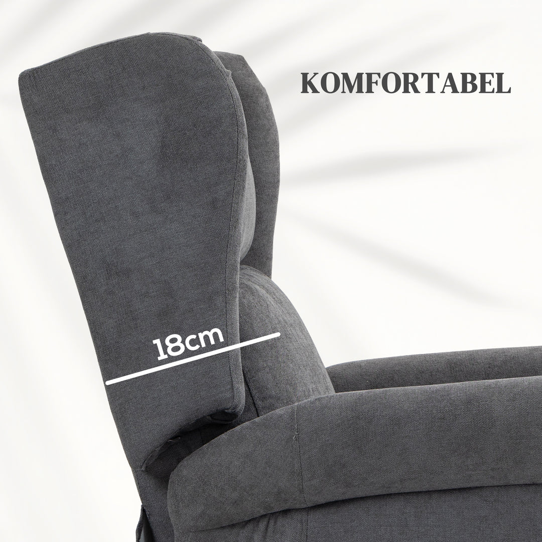 Lænestol, ståhjælp, lænefunktion, op til 200 kg, 72,5 x 94 x 109 cm, mørkegrå