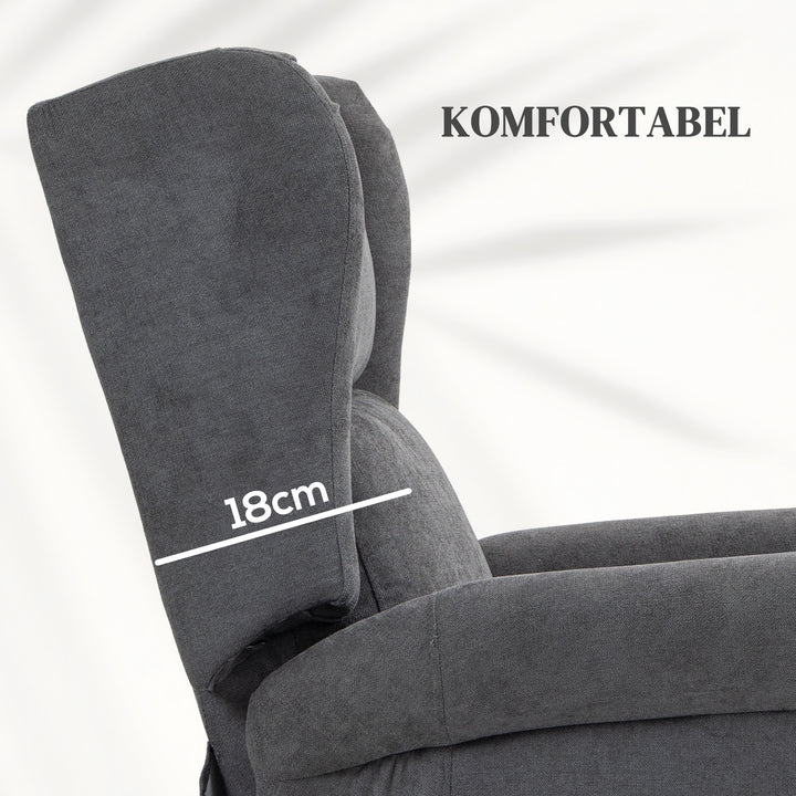 Lænestol, ståhjælp, lænefunktion, op til 200 kg, 72,5 x 94 x 109 cm, mørkegrå