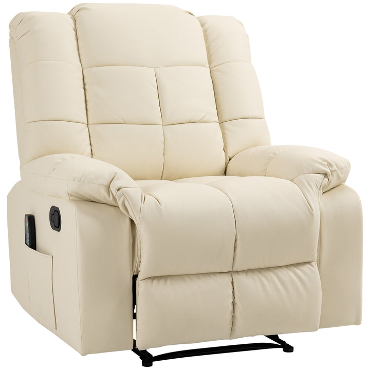 Massagestol, afslappende stol, 8 vibrationspunkter, hvilefunktion, kunstlæder, cremehvid, 94x99x99cm