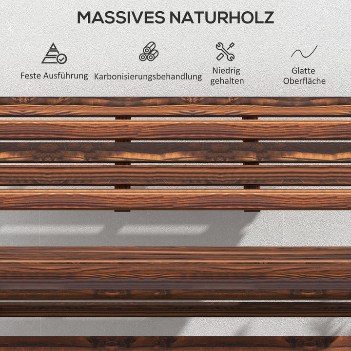 Havebænk til 2 personer, rustikt design, foldbar, naturtræ, 122 x 63 x 83 cm, forkullet overflade