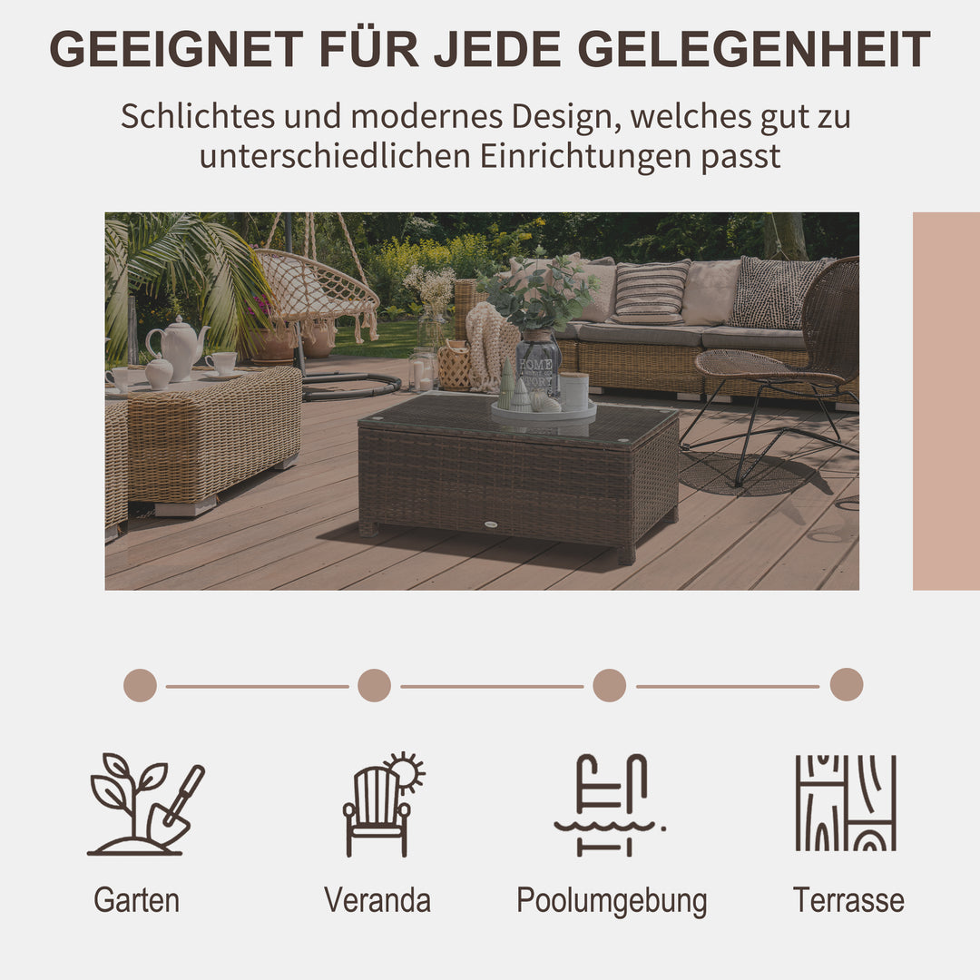 Garden sidebord sofabord havebord balkonbord polyrattan brun 85 x 50 x 39 cm