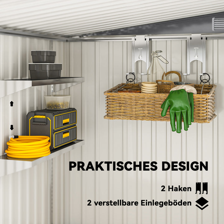 Metal haveskur 2,81m² 154x206,5x181 cm Redskabsskur med hultag Fundament