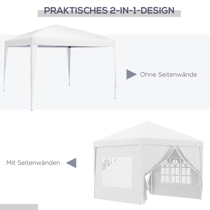 3 x 3 m pavillon med 4 sidevægge, vindue, partytelt med UV-beskyttelse, havetelt inklusive bæretaske, stål, hvid