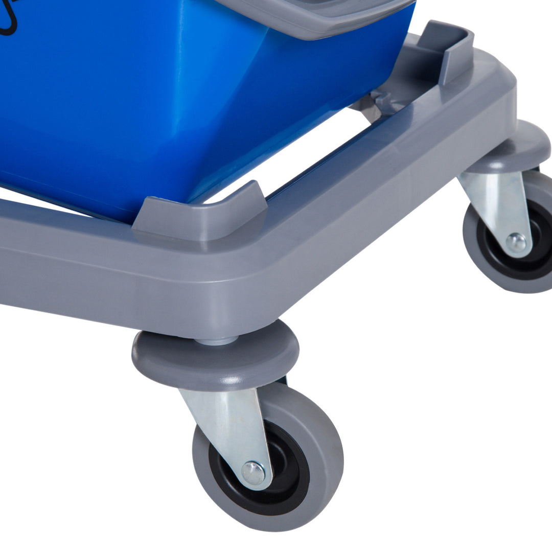 Rengøringsvogn moppevogn med 2 spande systemvogn med 4 letløbende hjul metal+pp blå+rød 73 × 45 × 92 cm