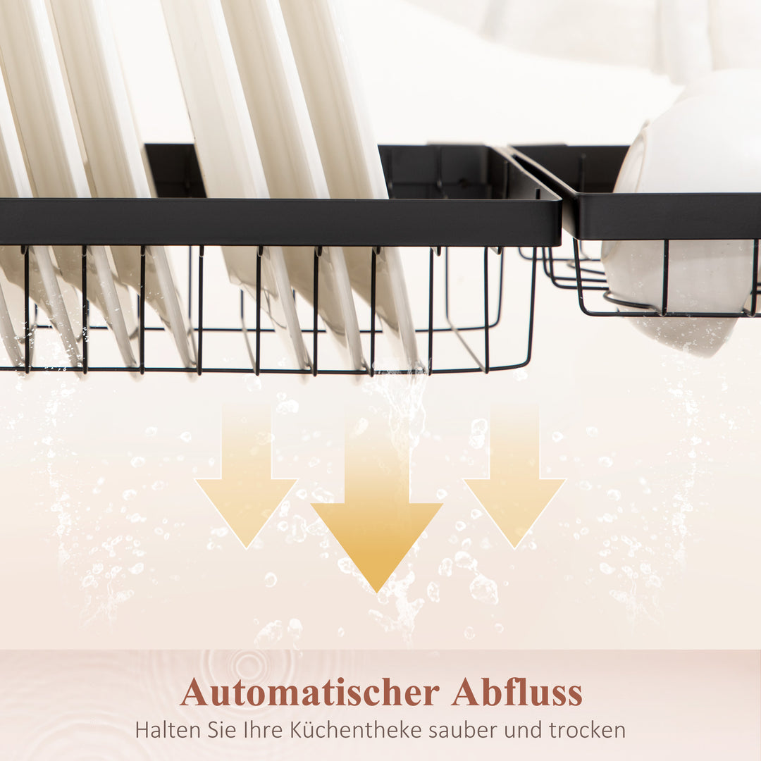 Opvaskestativ, modulær metalopvaskeholder, holder op til 26 kg, sort