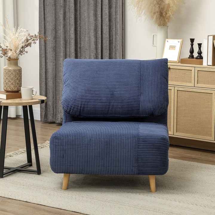 2-I-1 sovesofa gæsteseng, justerbar nakkestøtte fløjlslook 82 cm x 8 cm x 83 cm blå