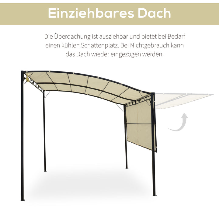 Pavillon med foldbar tagforlænger, vejrbestandig, 3 x 2,5 m, cremehvid