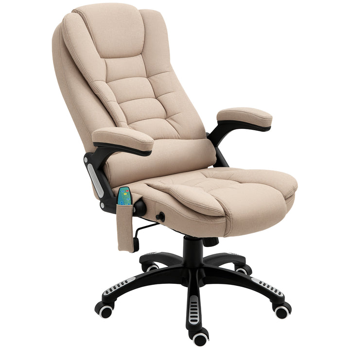 Massagestol med varmefunktion, ergonomisk skrivebordsstol, højdejusterbar, 68l x 72b x 110-120 cm, brun