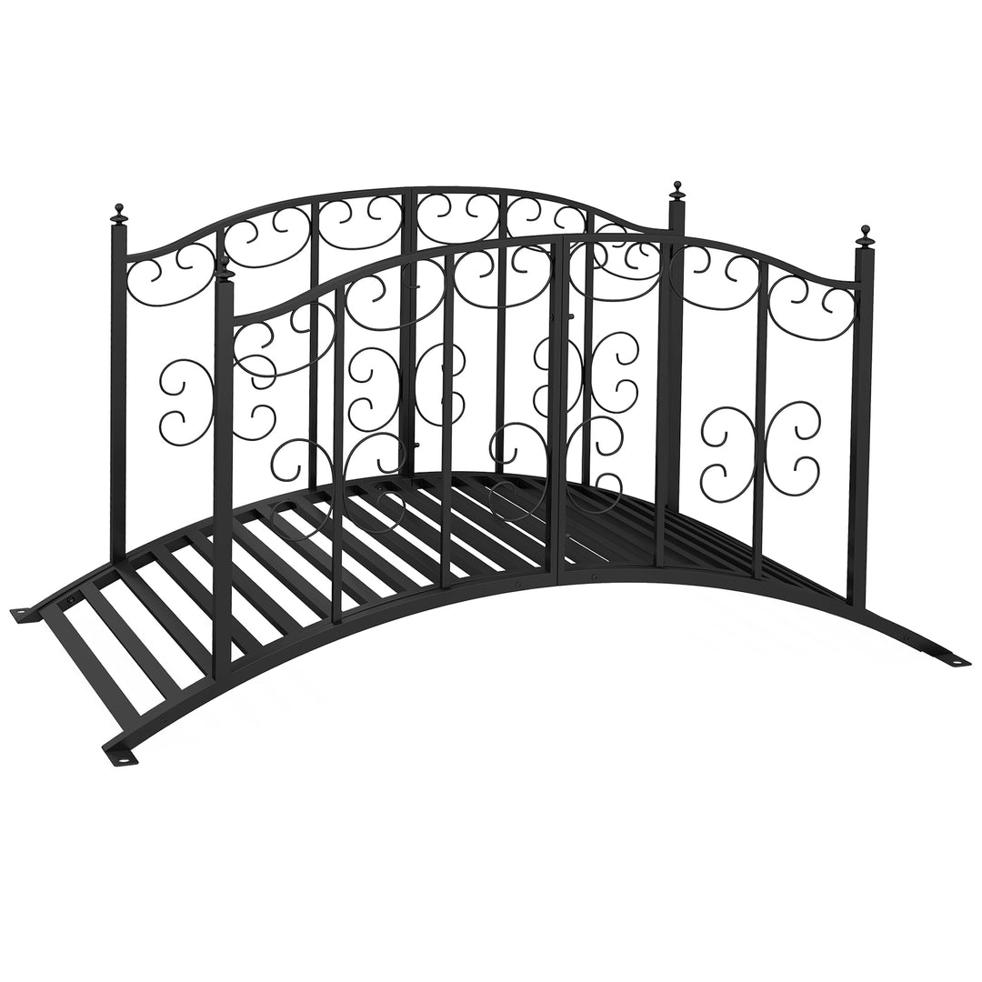 Metalhavebro i vintagestil, dekoration til have og dam, 119x67x70 cm, sort