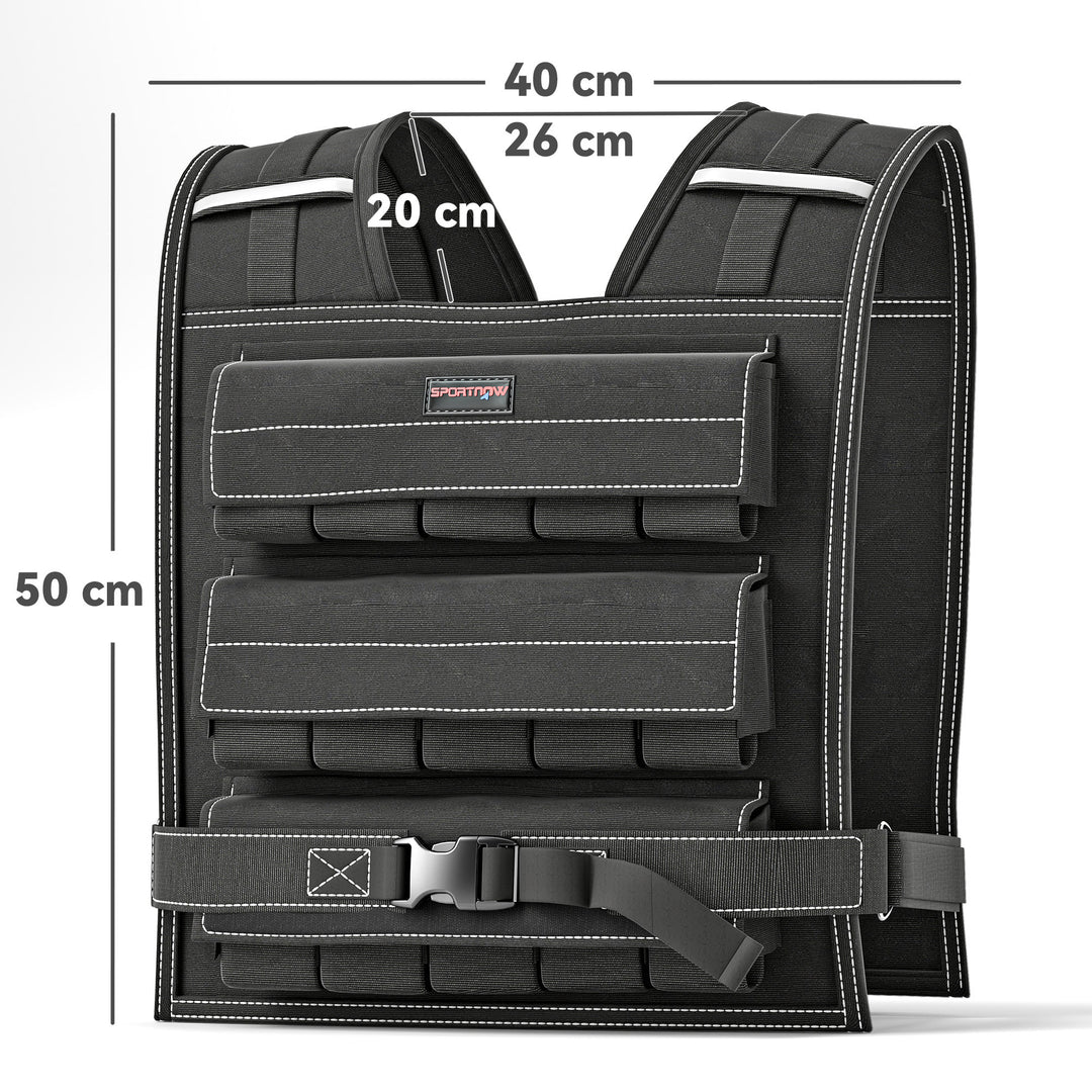 15 Kg justerbar vægtvest med justerbare stropper og reflekterende striber, til mænd og kvinder