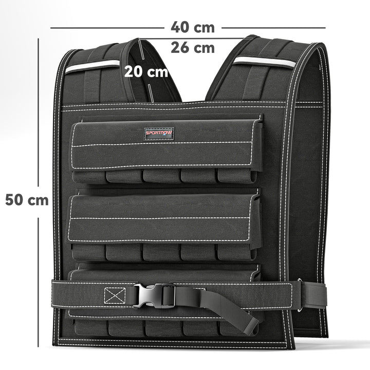 15 Kg justerbar vægtvest med justerbare stropper og reflekterende striber, til mænd og kvinder