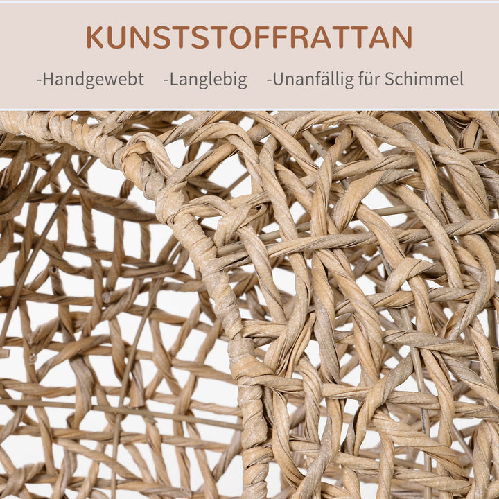 Rattan kattehus med hynde, katteseng, kattehule med hævede fødder, naturlig, Ø52 x 58 cm