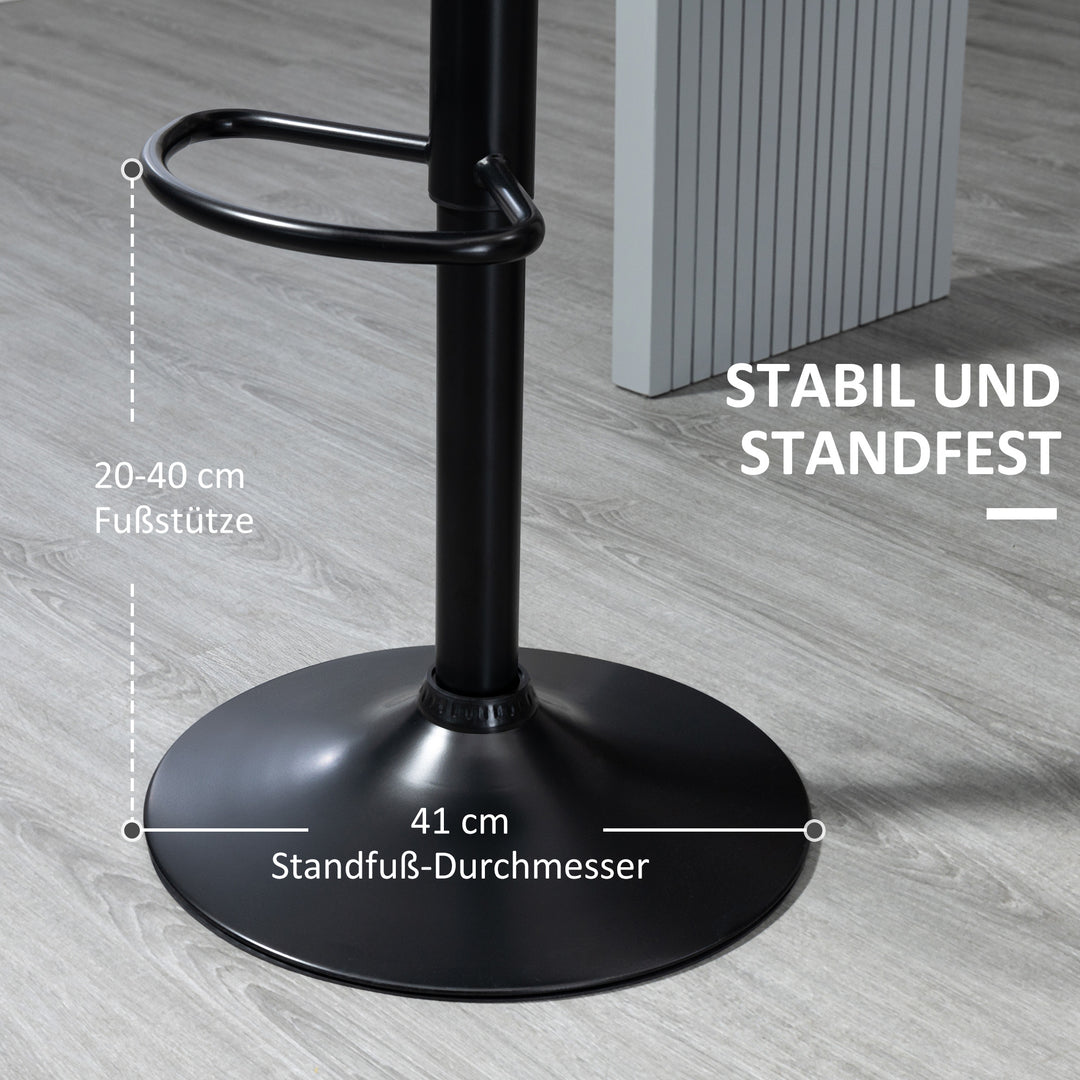 Barstole sæt med 2 højdejusterbar 48,5 x 55,5 x 90-110 cm kunstlæder + stål sort