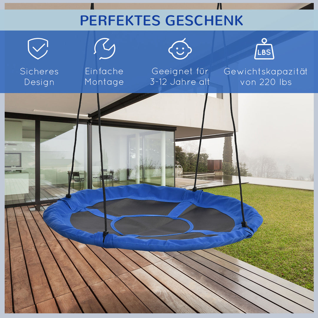 Nest swing, vejrbestandig, op til 100 kg, længdejusterbare reb, ø110 cm, blå