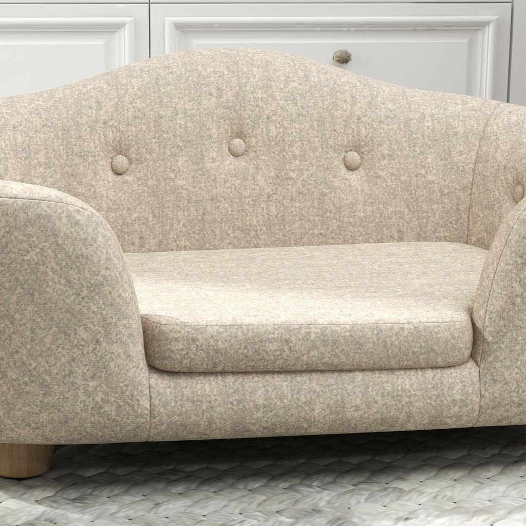 Kæledyrssofa hundemåtte hundeseng hundesofa hundesofa kattesofa med hynde baglomme plysskum fyrretræ cremehvid 70 x 47 x 30 cm