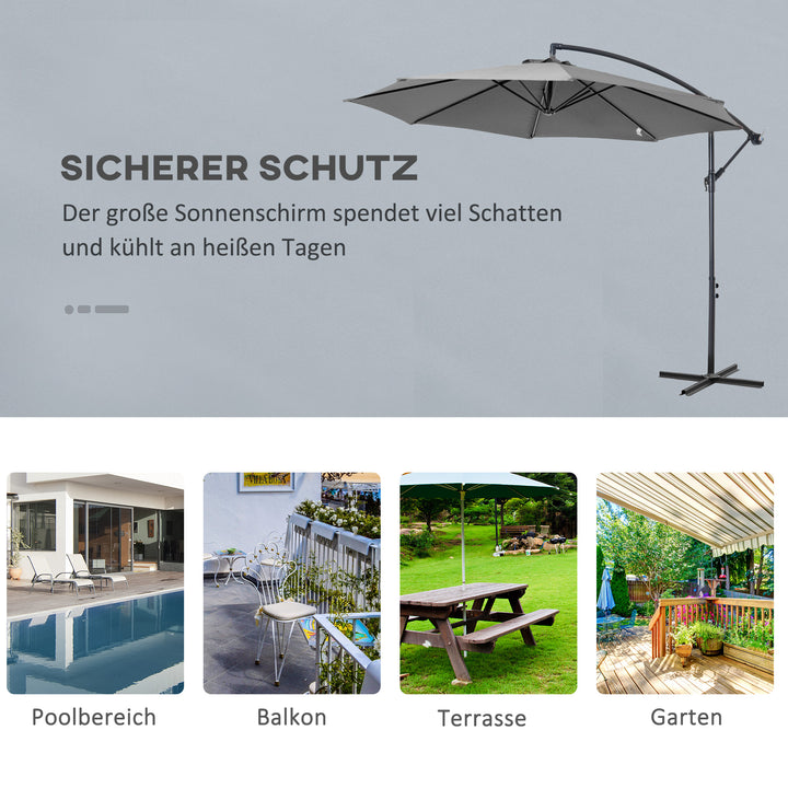 Parasol med håndsving vejrbestandig 2,95 m x 2,95 m x 2,45 m polyester stål sort