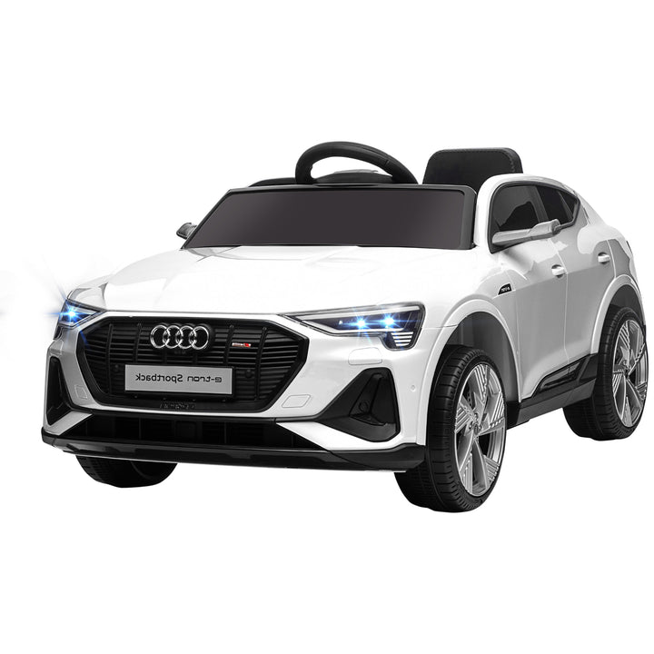 Elektrisk børnebil 12v elbil audi e-tron elbil med fjernbetjening, sikkerhedssele, musik (mp3/usb/tf), børnebil til børn 3-5 år, 3-5 km/t, hvid