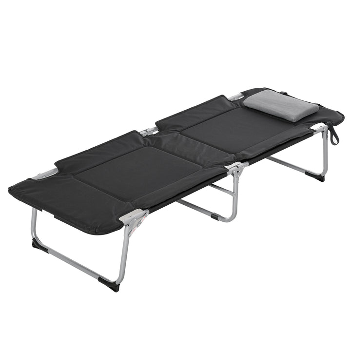 Campingseng, sammenklappelig seng med pude, camping liggestol til udendørs campingrejser, 183 x 66 x 33 cm