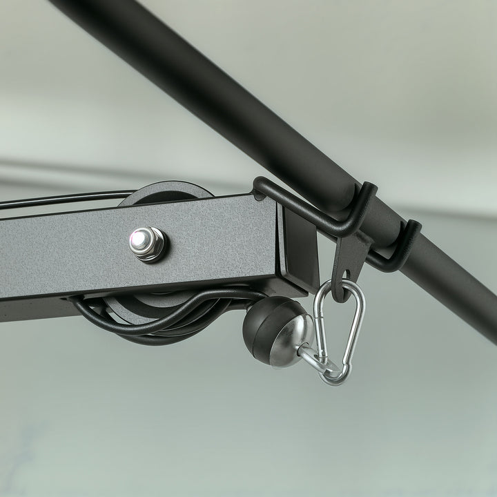 Kraftværk med justerbart remskivesæt og flere kabelpositioner stål sort 107 x 120 x 190 cm