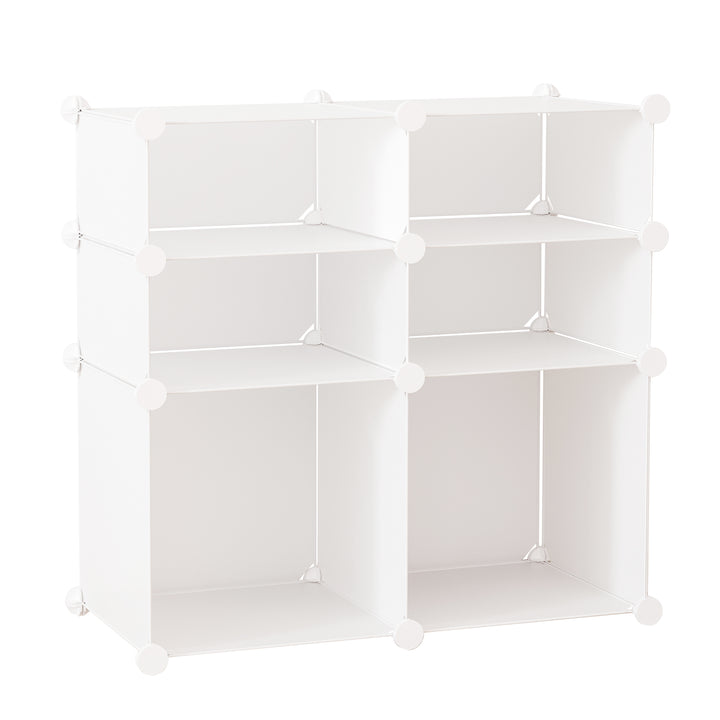 Skoskab, hylde med opbevaringsbokse, garderobe, plast, stål, hvid, 75 x 37 x 73 cm