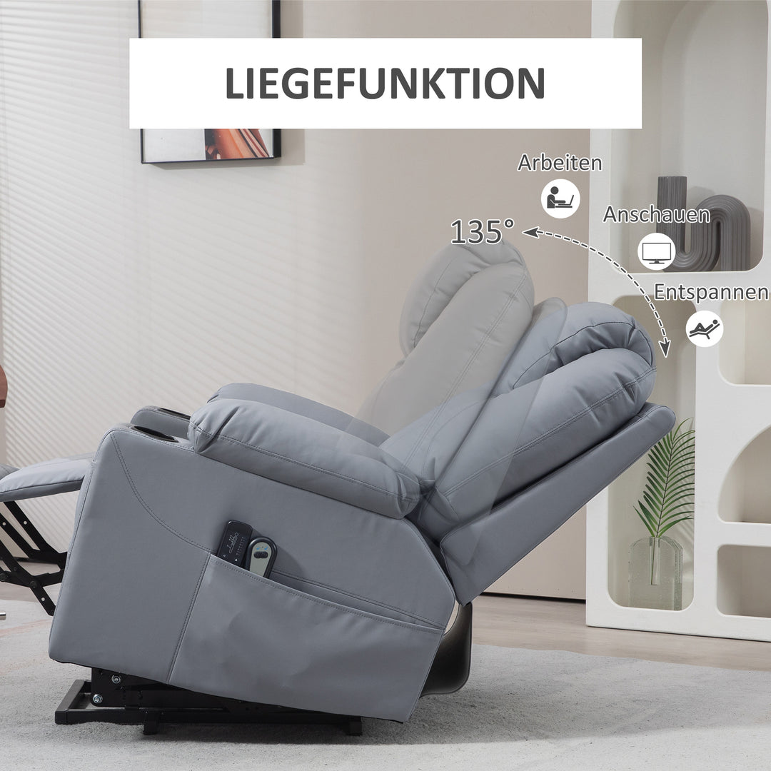 Massagestol stand-up aid seniorstol, 8 massagetilstande, lænelæn, 88 cm x 99 cm x 106 cm, grå
