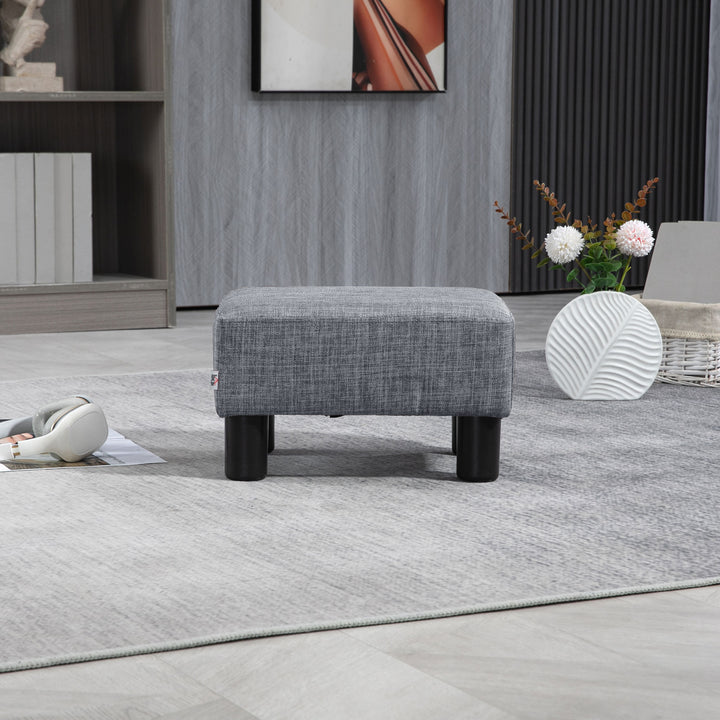 Skammel med betræk i hørlook, op til 110 kg, lysegrå, 40 x 30 x 24 cm